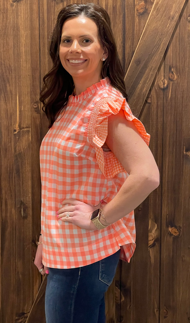 Carried Away Gingham Top