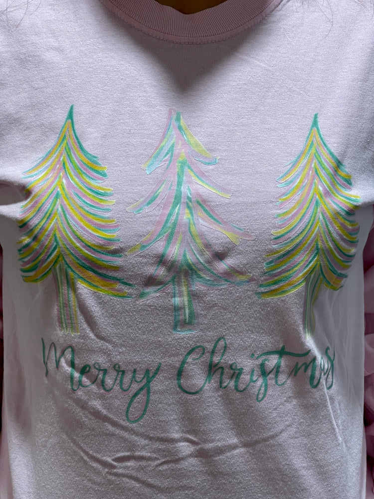 Pastel Christmas Trees LS Tee