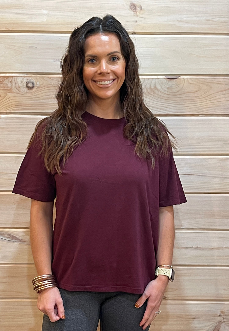 Classic Boxy Fit Tee- Plum