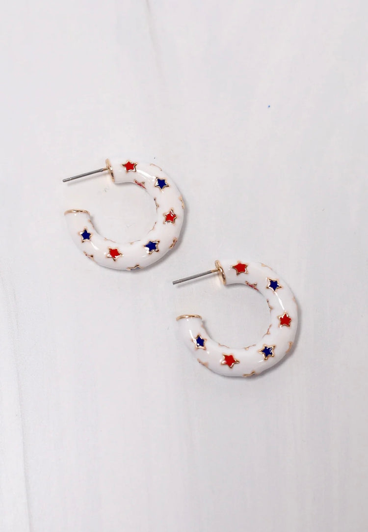 Glad to be an American Star Hoop Earrings