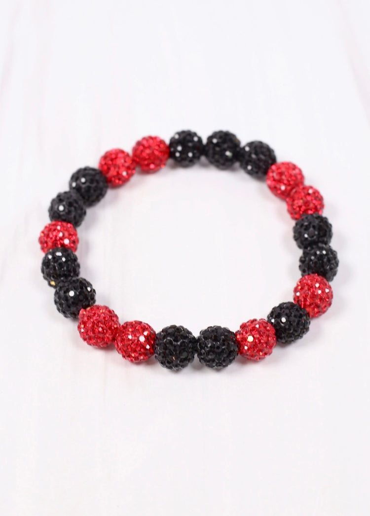 Red and Black Beaded Bracelet