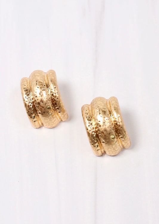 Textured Hoop Earrings- Gold