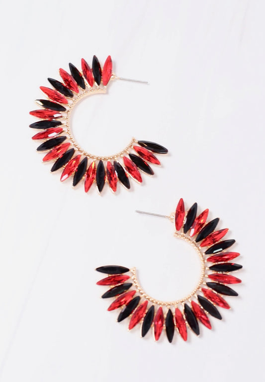 Classy Game Day Earrings- Red & Black