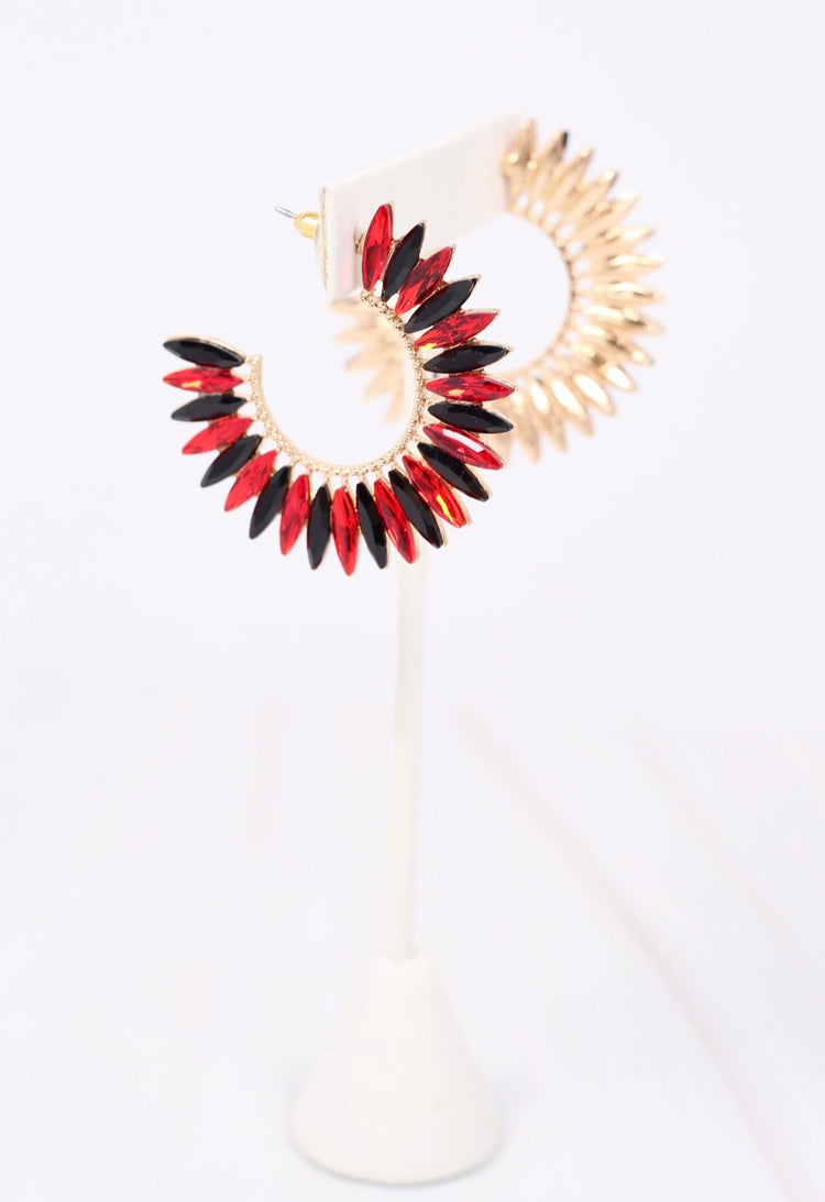 Classy Game Day Earrings- Red & Black