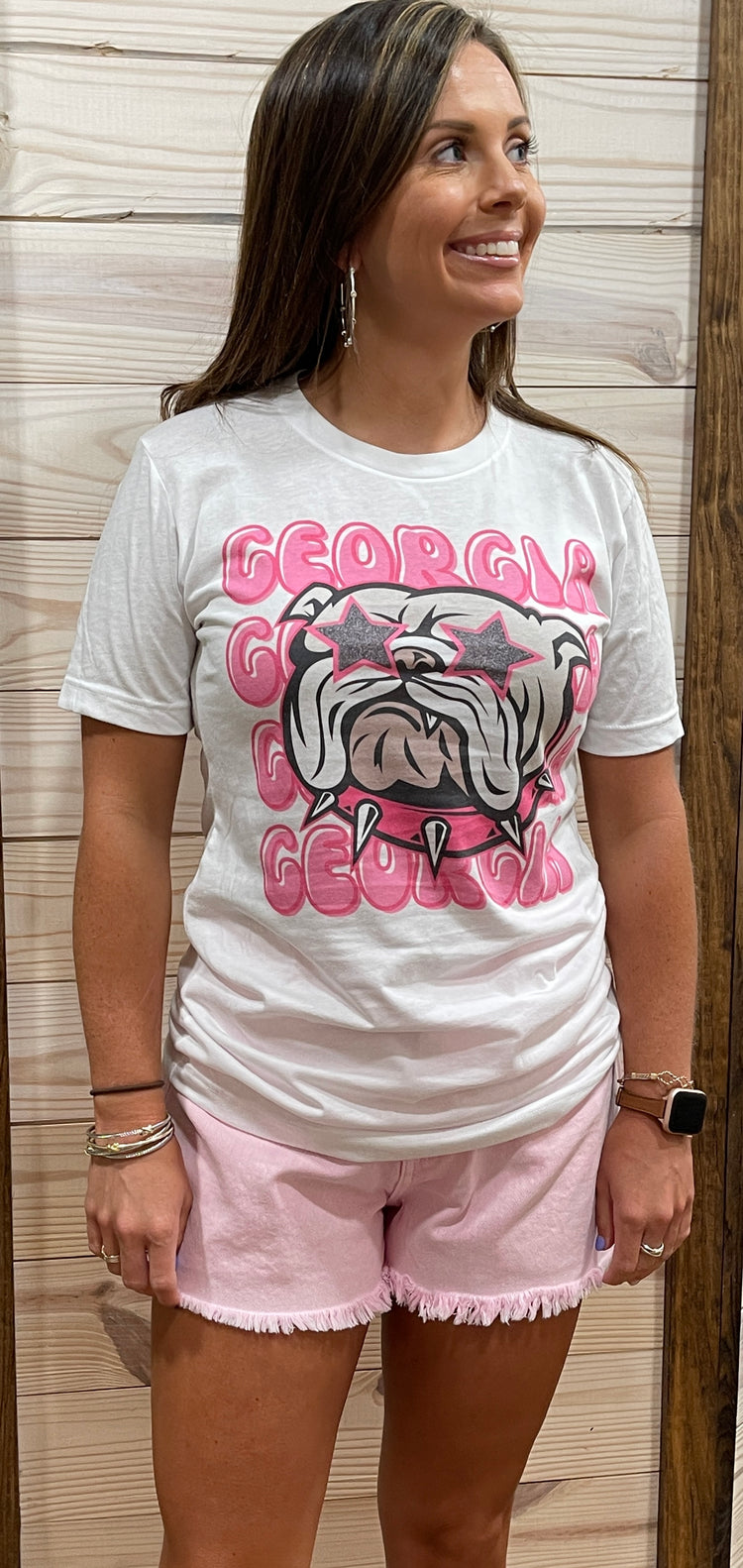 Georgia Bulldog Tee- Pink