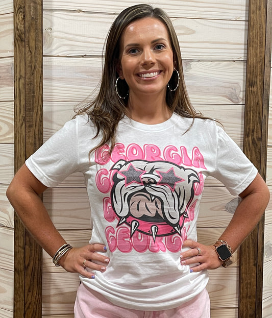 Georgia Bulldog Tee- Pink