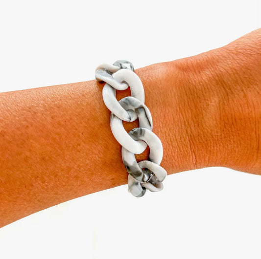 Chunky Chain Link Bracelet- Black & White Swirl