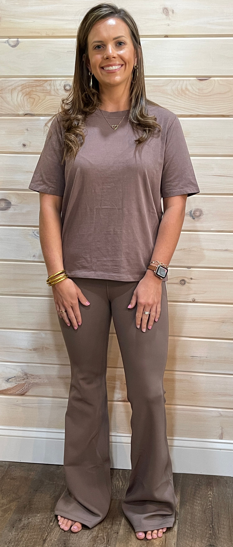 Stripe Flare Pants- Deep Taupe