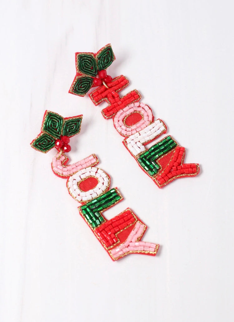 Holly Jolly Beaded Earrings