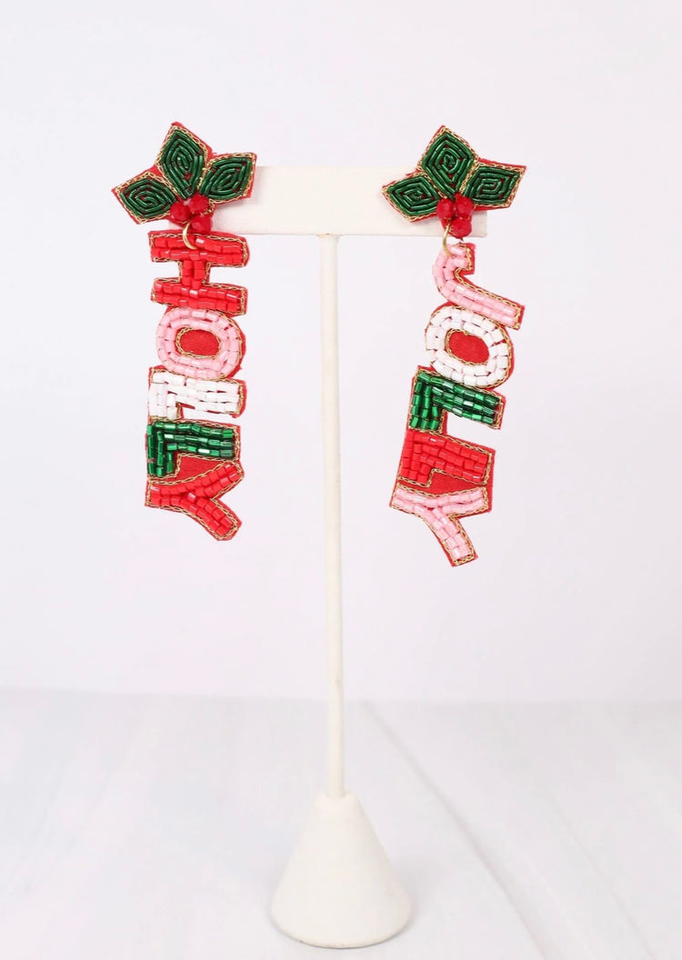 Holly Jolly Beaded Earrings