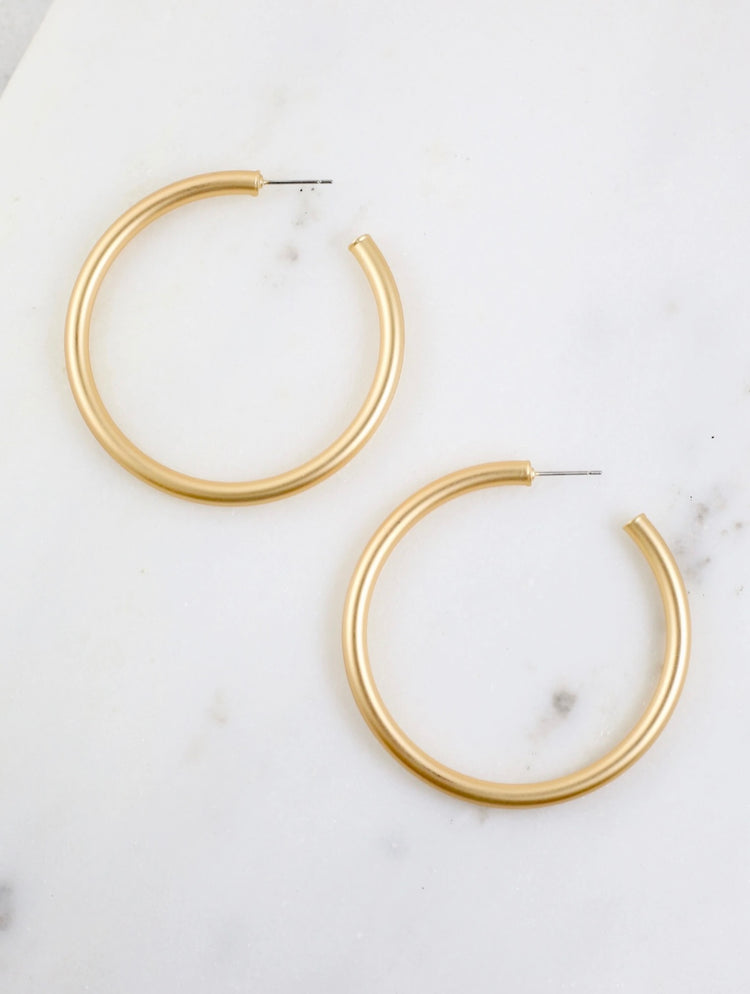 Matte Gold Hoop Earrings