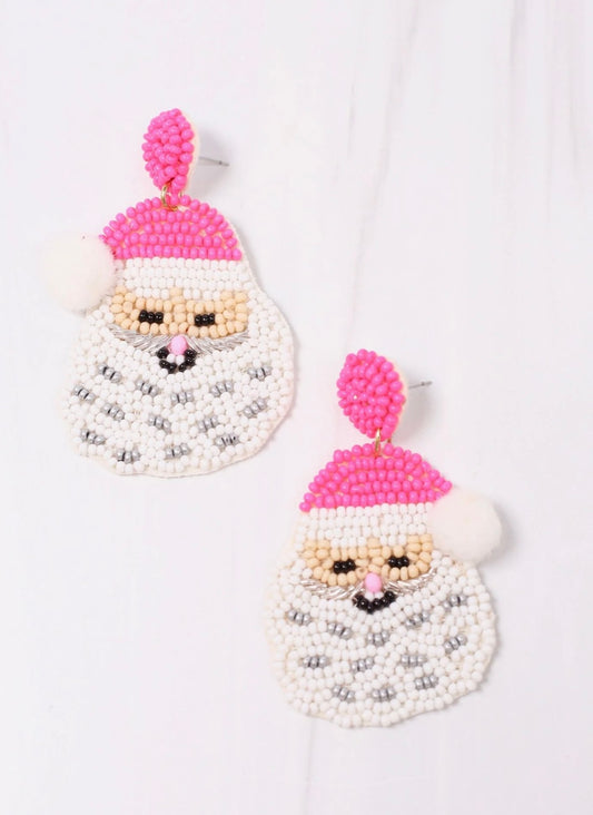 Tickled Pink Santa Earrings