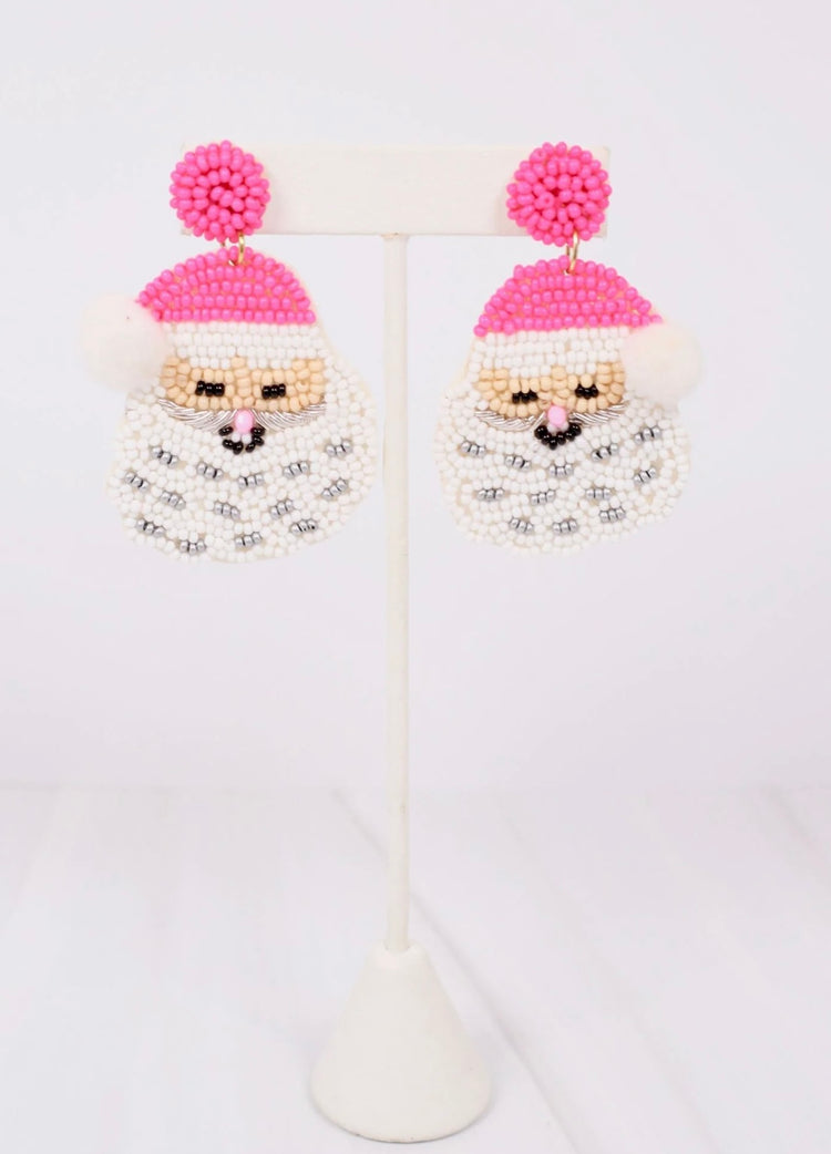 Tickled Pink Santa Earrings