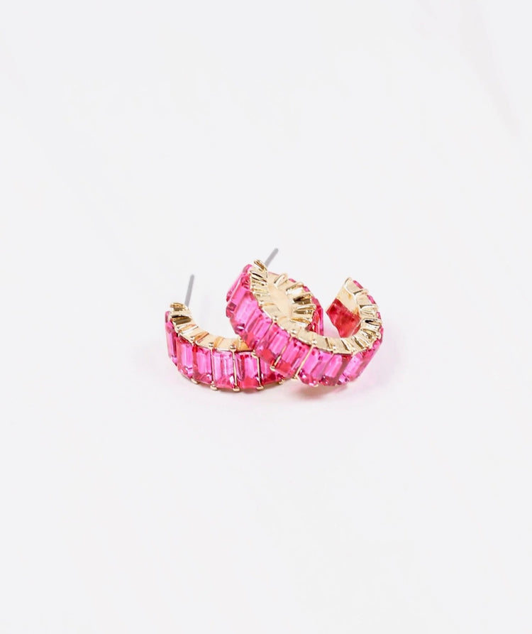 Classic Christmas Hoop Earrings- Fuchsia