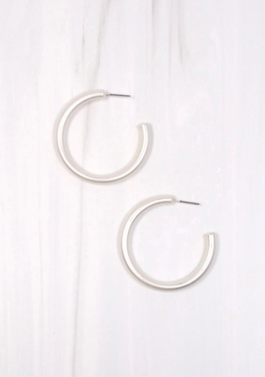 Hoop Earrings- Matte Silver