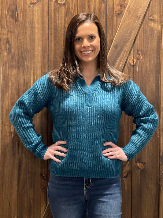 Easy as Pie Sweater- Teal