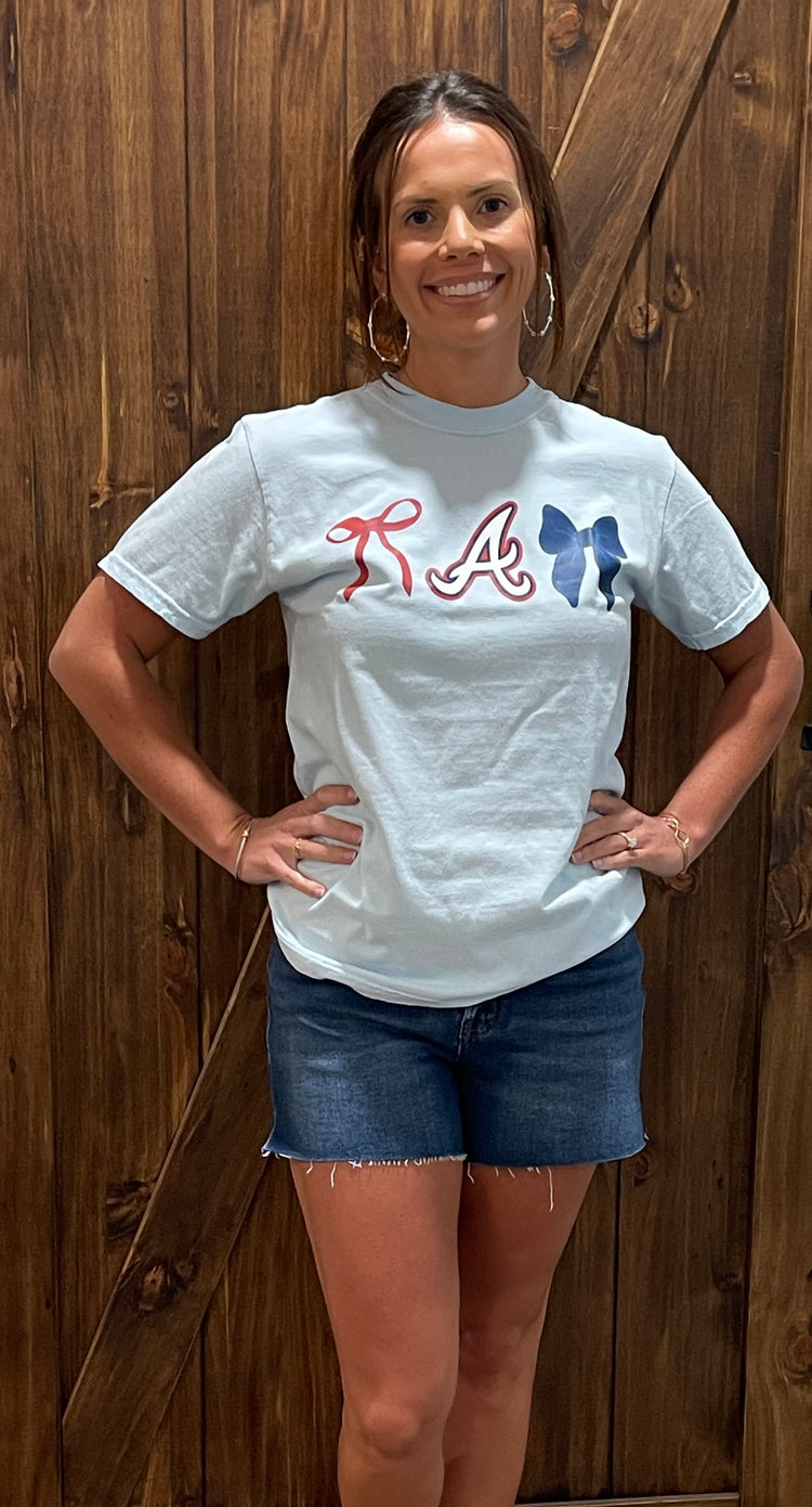 Atlanta Braves Baseball Bow Tee