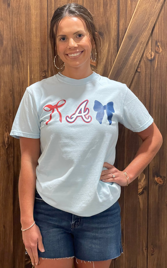 Atlanta Braves Baseball Bow Tee