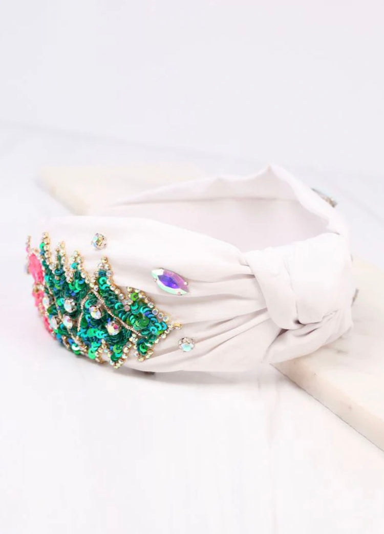 Enchanting Christmas Tree Headband- White