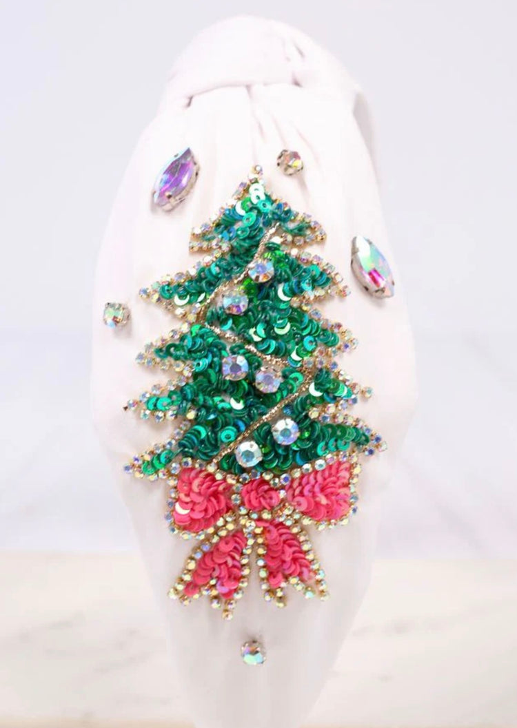 Enchanting Christmas Tree Headband- White