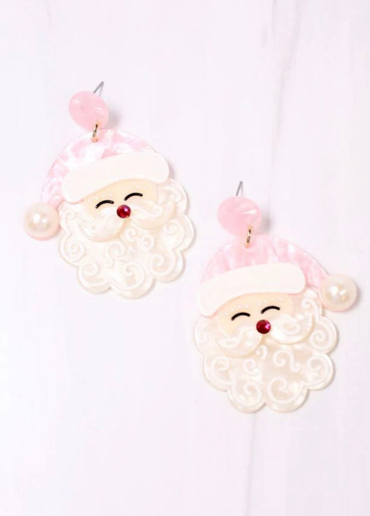 Jolly Ol' Saint Nick Earrings- Pink