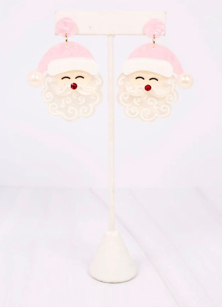 Jolly Ol' Saint Nick Earrings- Pink