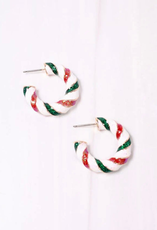 Peppermint Twist Hoop Earrings