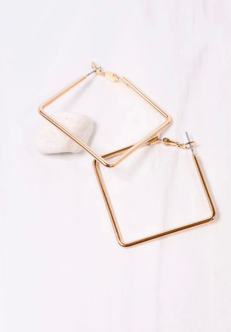 Square Hoop Earrings- Gold