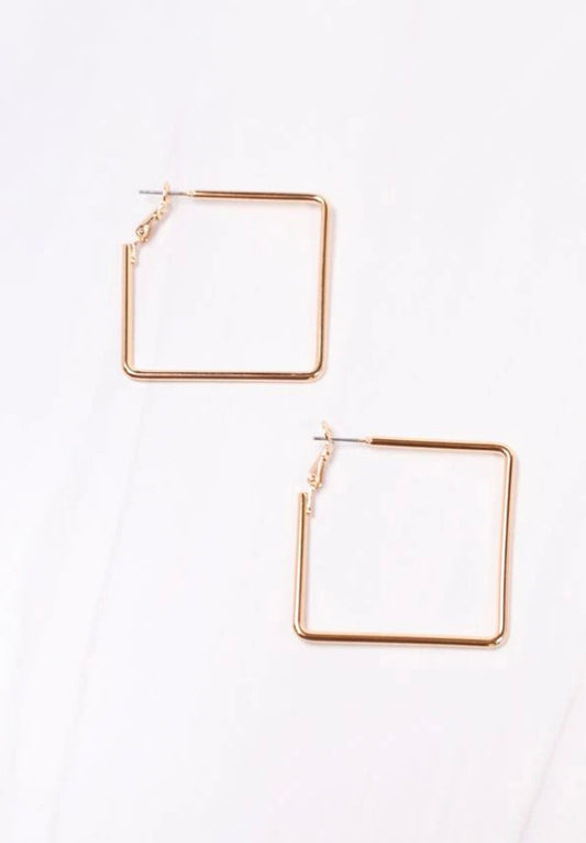 Square Hoop Earrings- Gold