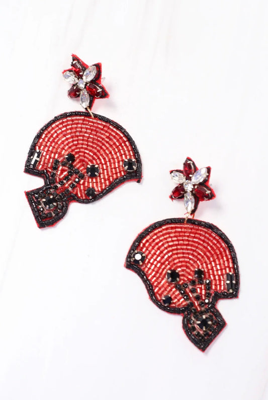 Beaded Football Helmet Earrings