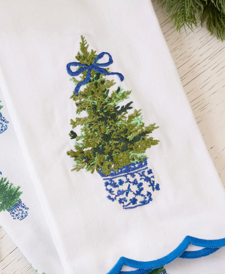 Embroidered Tea Towel: Fancy + Festive