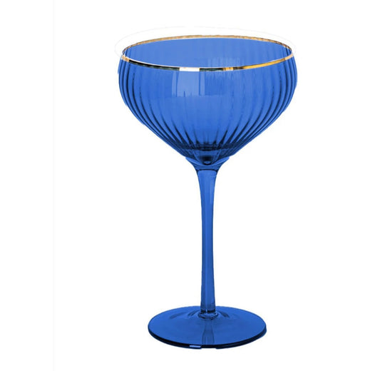 Glass Coupe: Ribbed Blue