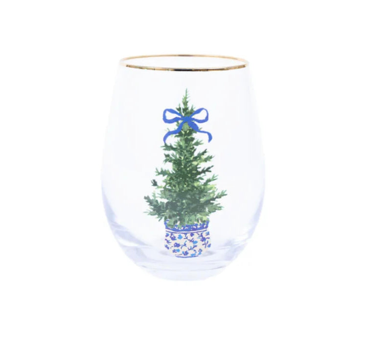 Stemless Wine Glass: Fancy + Festive Tree