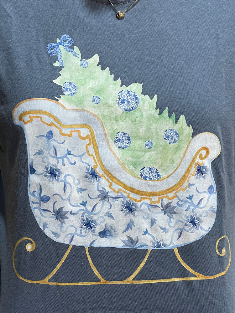 Chinoiserie Christmas Sled Long Sleeve Tee