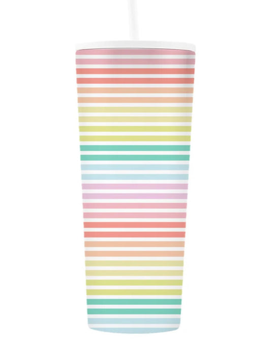 Stainless Straw Tumbler- Sunset Stripe