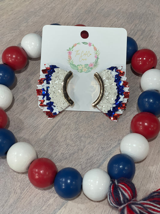 Patriotic Glitter Fan Earrings