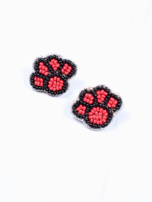 Paw Print Beaded Stud Earrings