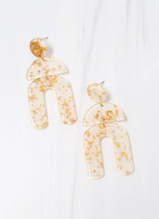 Geo Foil Drop Earrings- White