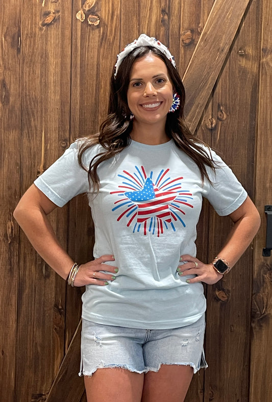 American Flag Star Firework Tee