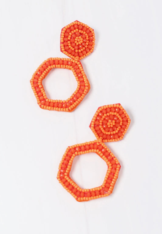 Bright Days Beaded Earrings- Orange