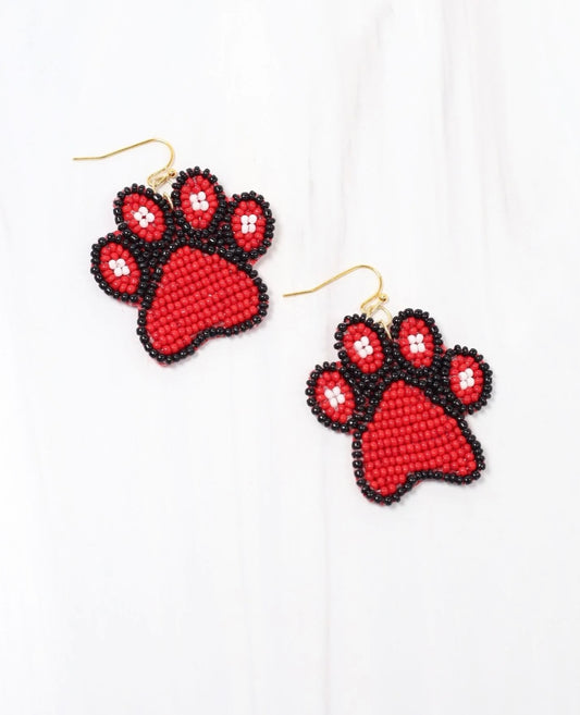 Beaded Paw Print Dangle Earrings