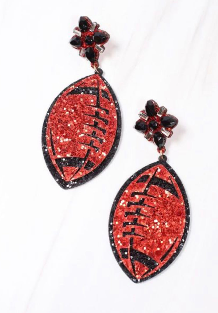 Fields Glitter Football Earrings