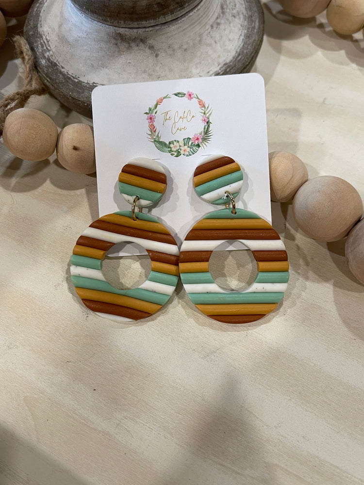 Striped Boho Clay Earrings