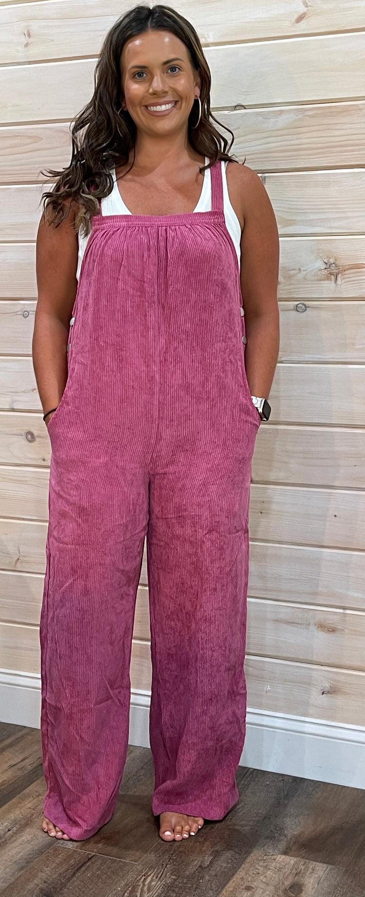 Corduroy Overalls- Orchid