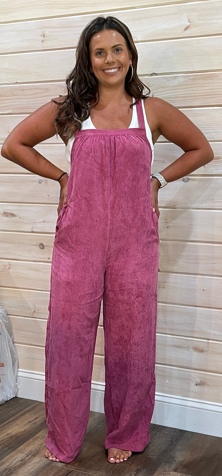 Corduroy Overalls- Orchid