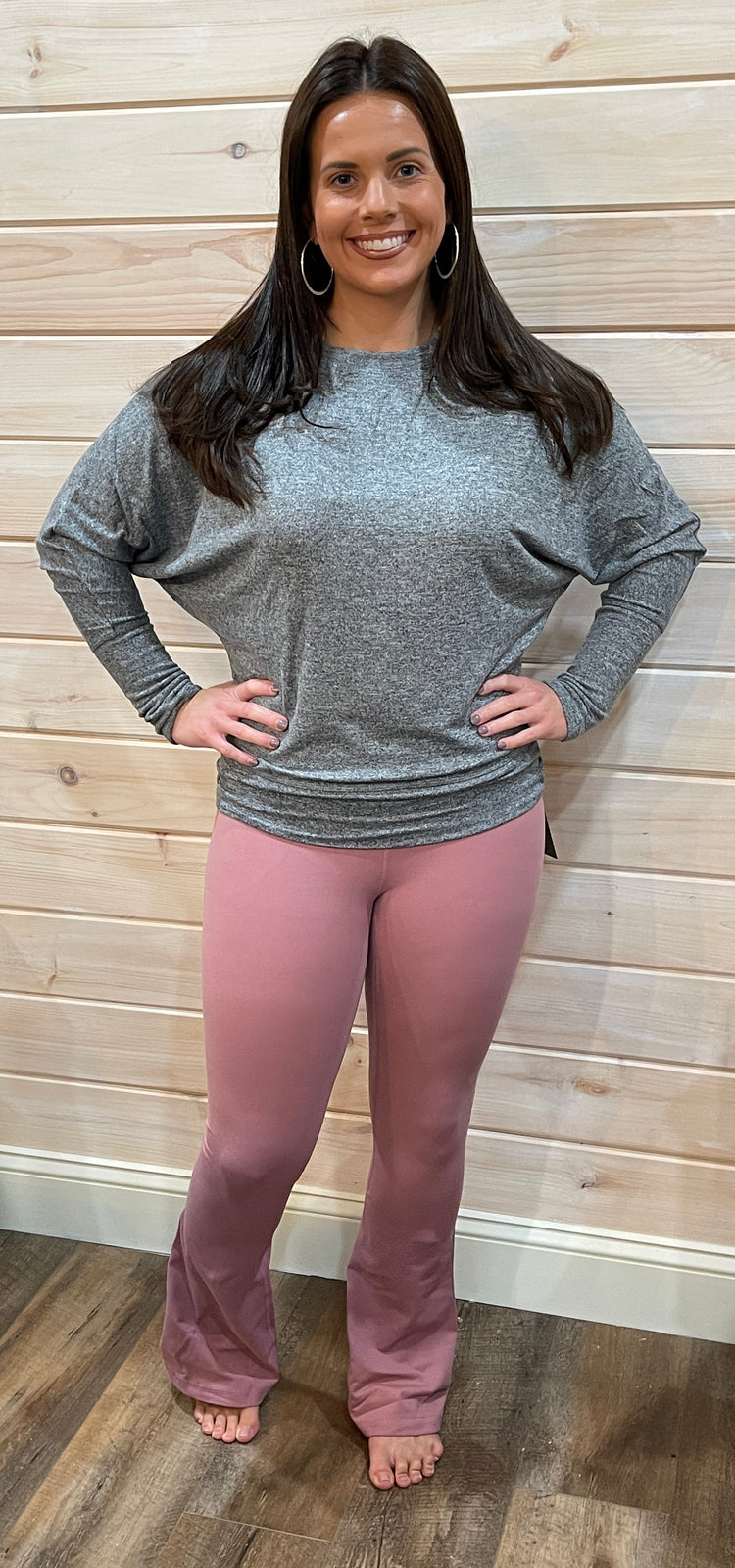 High-Waist Flare Leggings- Dusty Mauve