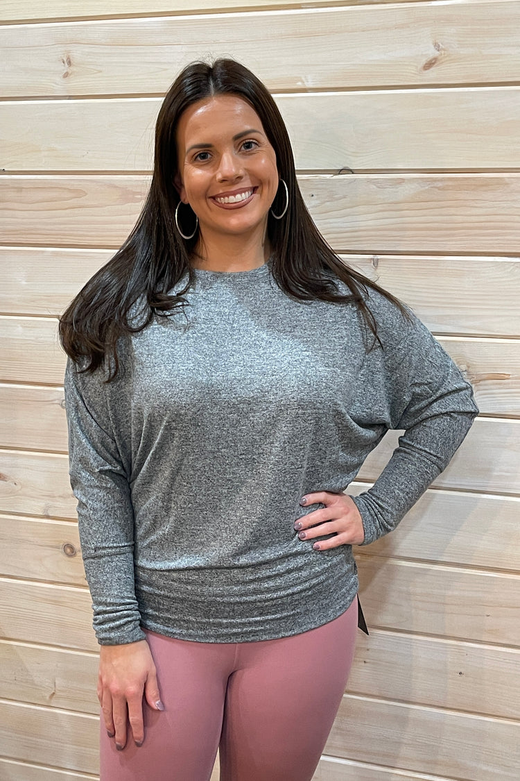 Dolman- Sleeved Top- 2 Tone Grey