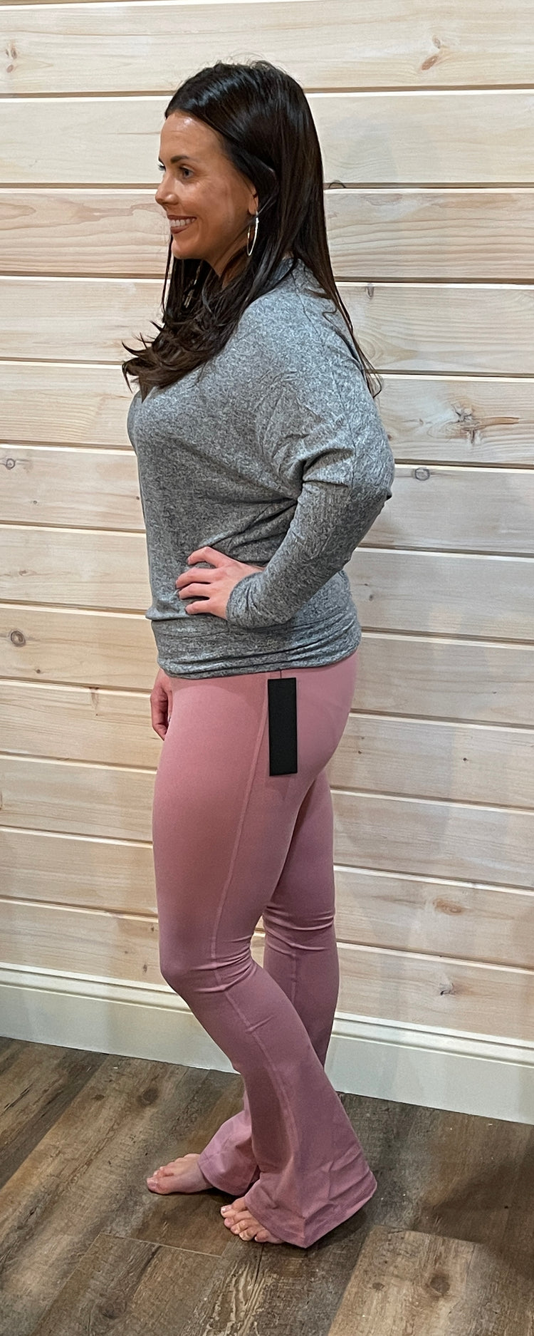 High-Waist Flare Leggings- Dusty Mauve