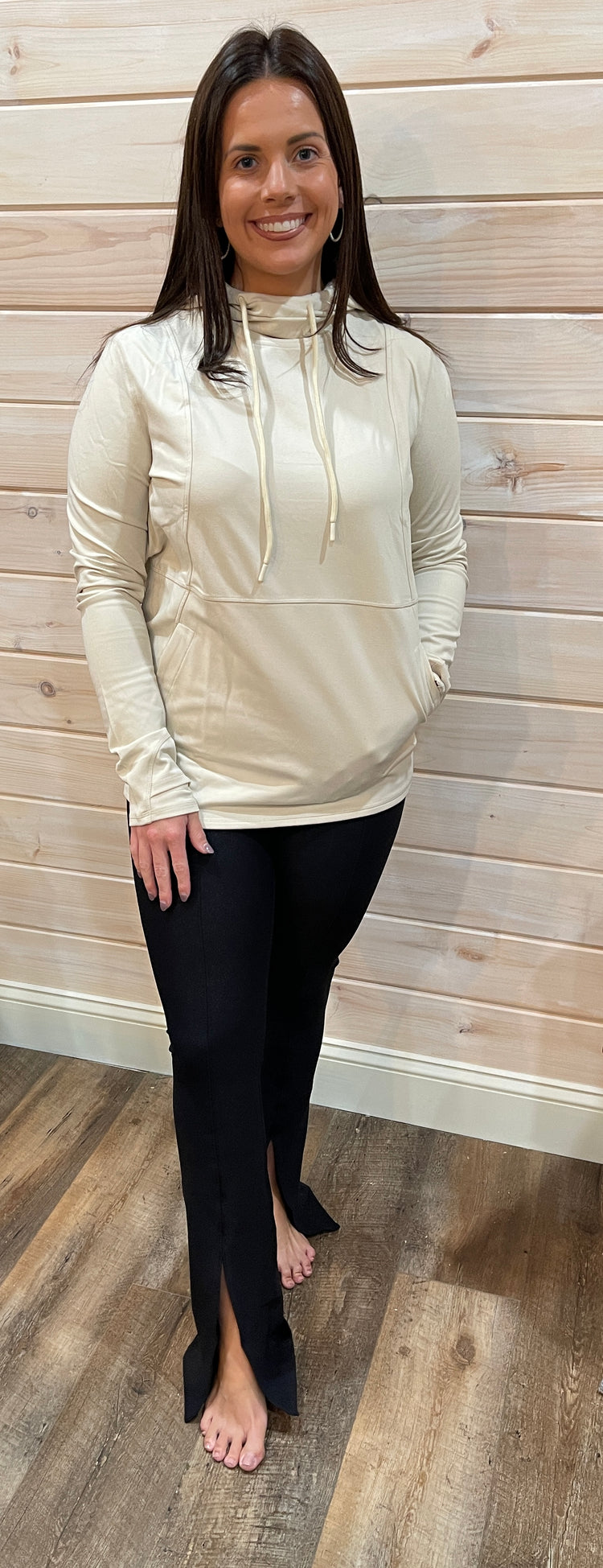 Active Boxy Hoodie Pullover- Natural