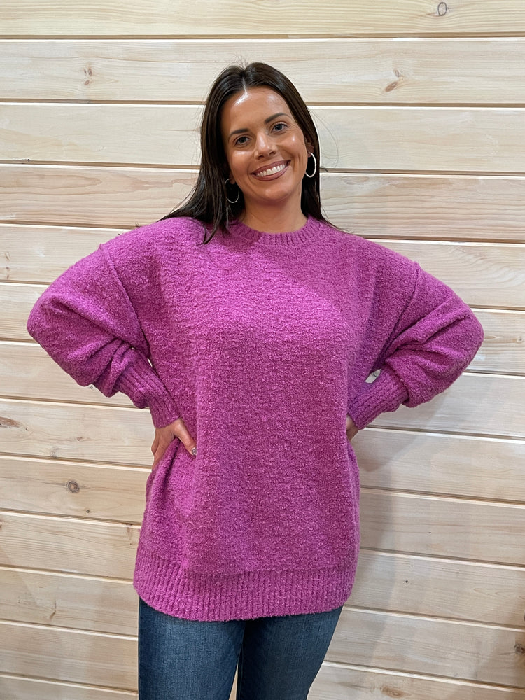 Happy Days Sweater- Dark Lavender